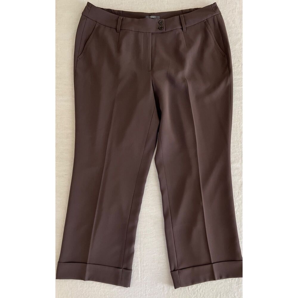 Liz Claiborne Sloane Pants Dark Brown Olive Cuffed Hem Size 18W / CBK Aesthetic